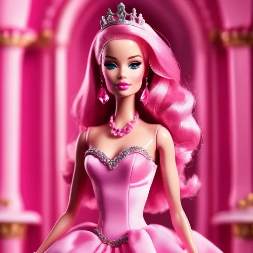 Prompt: barbie, pink, fantasy, dream, women with pink hair and pink clothers, pink luxury, live in pink dream barbie kingdom, she is pink queen, lovely