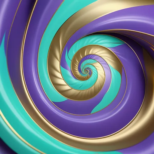 Prompt: (hypnotic spiral), vibrant lavender, refreshing mint green, metallic gold accents, stunning turquoise, mesmerizing pattern, fluid transition of colors, ethereal vibe, high-detail image, captivating visual experience, modern design, dynamic movement, (4K), striking color contrast