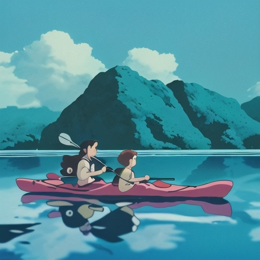 Prompt: Friends kayaking 
