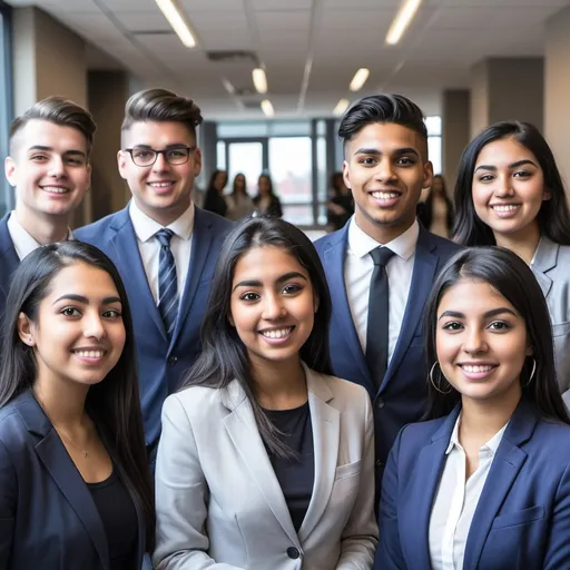 Prompt: A group of hUMBER COLLEGE STUDENTS WHO ARE STUDING real estate course