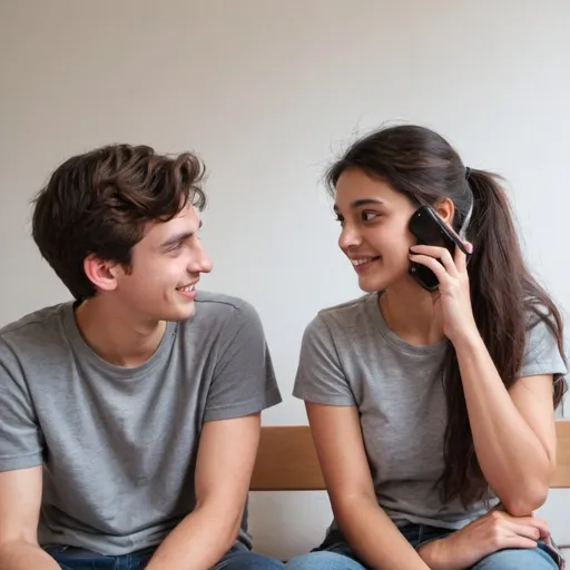 Prompt: two gf and bf chatting
