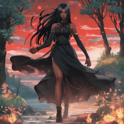 Prompt: A beautiful 59 ft tall 28 year old evil ((Latina)) anime darkness elemental queen giantess with dark brown skin and a beautiful strong face. She has a strong body. She has long straight black hair that covers her left eye and she has black eyebrows. She wears a beautiful long goddess black dress with sliver markings on it. She has brightly glowing white eyes and white pupils. She wears a sliver tiara. She has a black aura behind her. She is standing in a open field looking at you with her glowing white eyes. She has white light glowing around her. Full body art. Scenic view. {{{{high quality art}}}} ((Darkness goddess)). Illustration. Concept art. Symmetrical face. Digital. Perfectly drawn. A beautiful background.