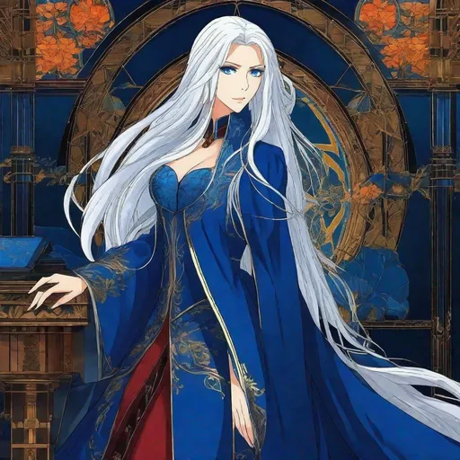 Prompt: A beautiful 58 ft tall 30 year old ((British)) anime divine Queen with light skin and a beautiful face. She has long elegant white hair with two strands of hair going down to her chest and white eyebrows. She wears a beautiful long dark blue dress and blue royal robs. She has bright blue eyes and blue pupils. She wears a beautiful blue tiara on her head. She is in the ocean using blue water magic from her hands. Her hands glow blue. Beautiful scene art. Painting art. Scenic view. Full body art. {{{{high quality art}}}}. Illustration. Concept art. Symmetrical face. Digital. Perfectly drawn. A cool background. Five fingers. Full body view. No portrait. No black background. Front view. Anime. 