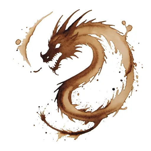 Prompt: Coffee Stain in the shape of an Ouroborous dragon
