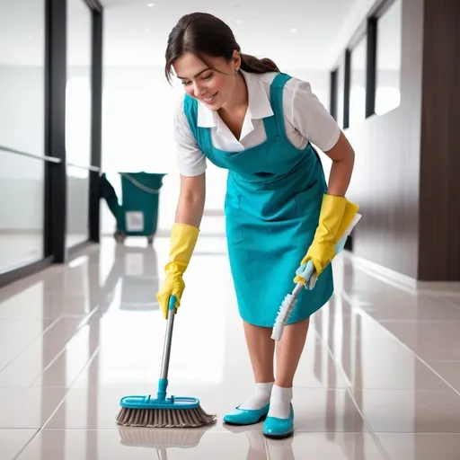 Prompt: cleaning lady professional shoes