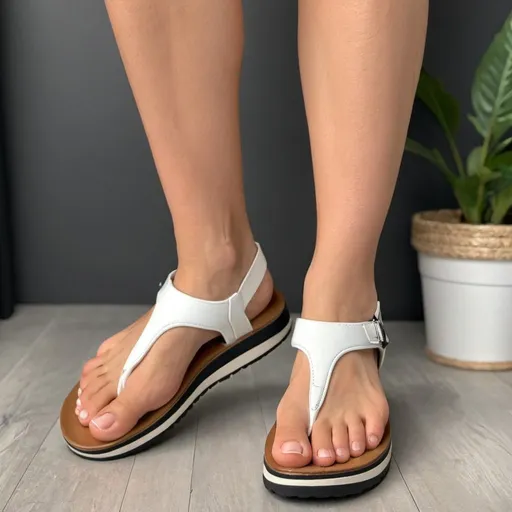 Prompt: Thick sole backstrap Thong sandal