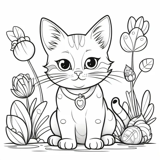 Prompt: cute catimage for kid coloring book