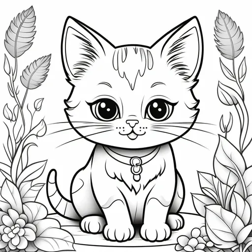 Prompt: cute catimage for kid coloring book