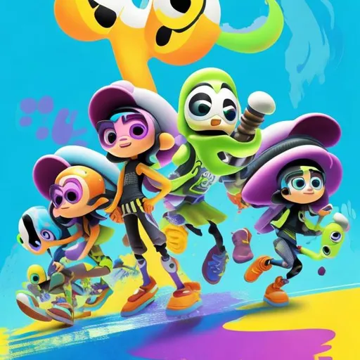 Prompt: Disney Pixar's "Splatoon" Movie Poster