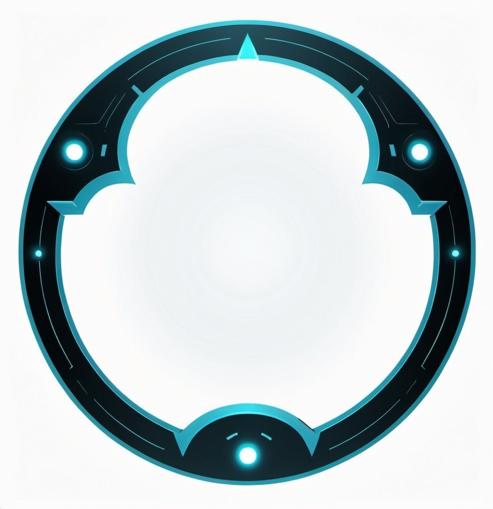 Prompt: A circle token, slim outer edge, outer edge adorned with sci-fi style, empty inside the circle, white background, fantasy, Tron pattern illustration