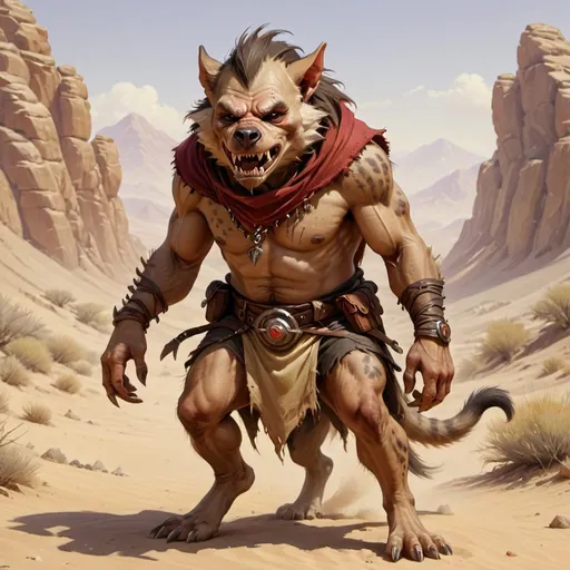 Prompt: DnD desert Gnoll, in DnD art style