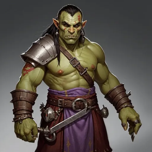 Prompt: Dungeons and dragons half-orc innkeeper with deadlocks