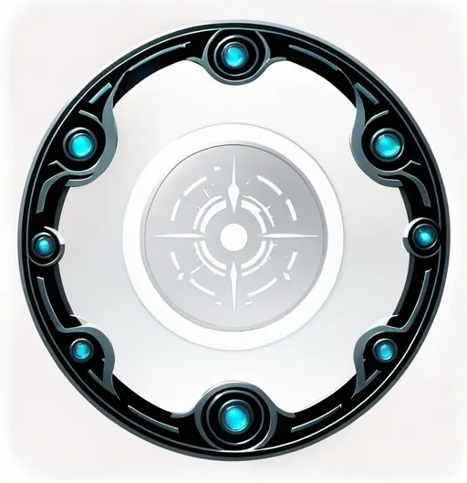 Prompt: A circle token, slim outer edge, outer edge adorned with sci-fi style, empty inside the circle, white background, fantasy, white metal pattern illustration