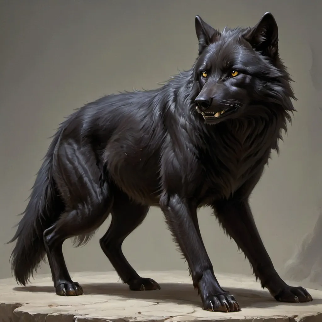 Prompt: Black wolf in DnD