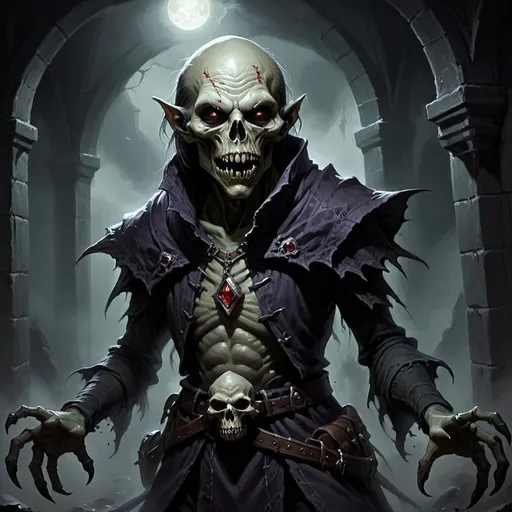 Prompt: DnD fantasy art, ghoul, in darkness