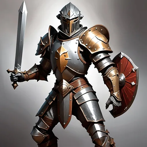 Prompt: Dungeons and dragons warforged fighter with a sword and shield