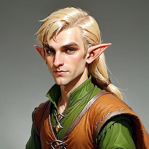 Prompt: elf, male, townsfolk, blonde hair, DnD style