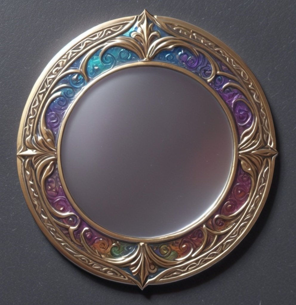 Prompt: A circle token, slim outer edge, outer edge adorned with DnD style, empty inside the circle, white background, fantasy, musical pattern illustration