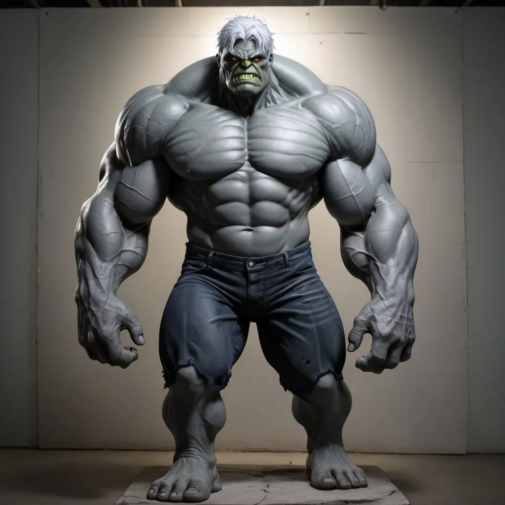 Prompt: Solomon Grundy fused with Grey Hulk, hyper-realistic, standing, full portrait