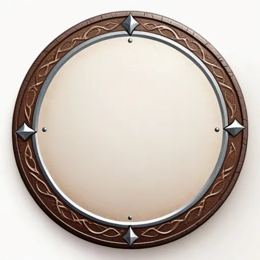 Prompt: a circle token, slim outer edge, outer edge adorned with leather style, empty inside the circle, white background, fantasy, knight pattern illustration