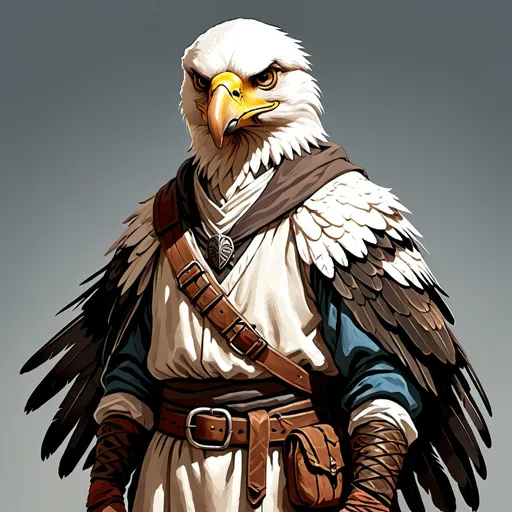 Prompt: Aarakocra, male, townsfolk clothes, DnD style