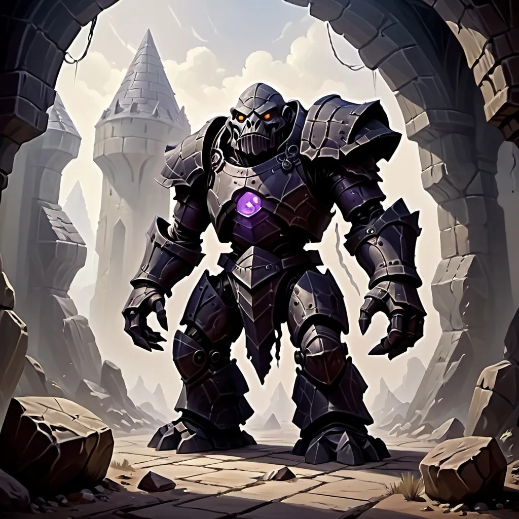 Prompt: DnD Stone Golem, made of shadows instead of rocks, construct, tell,  standing, DnD art style