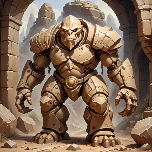 Prompt: Sandstone Golem in a DnD art style