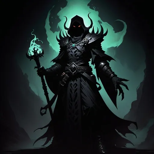 Prompt: Dungeons and Dragons shadow lich caster silhouette in the darkness