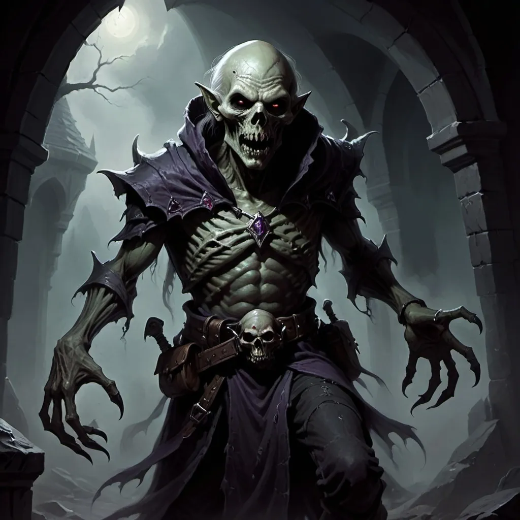 Prompt: DnD fantasy art, ghoul, in darkness