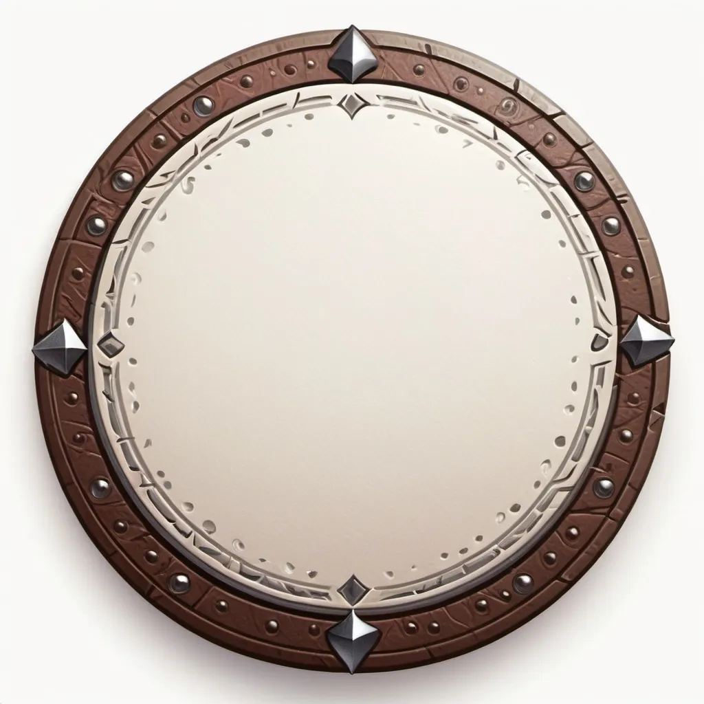 Prompt: a circle token, slim outer edge, outer edge adorned with leather style, empty inside the circle, white background, fantasy, knight pattern illustration