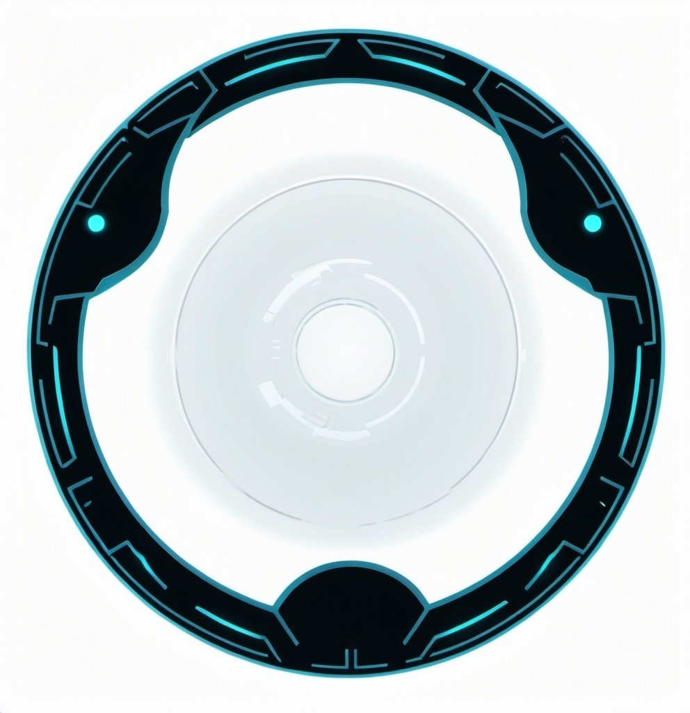 Prompt: A circle token, slim outer edge, outer edge adorned with sci-fi style, empty inside the circle, white background, fantasy, Tron pattern illustration