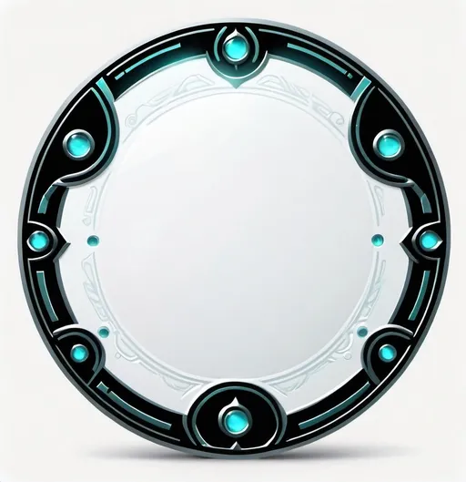 Prompt: A circle token, slim outer edge, outer edge adorned with sci-fi style, empty inside the circle, white background, fantasy, white metal pattern illustration