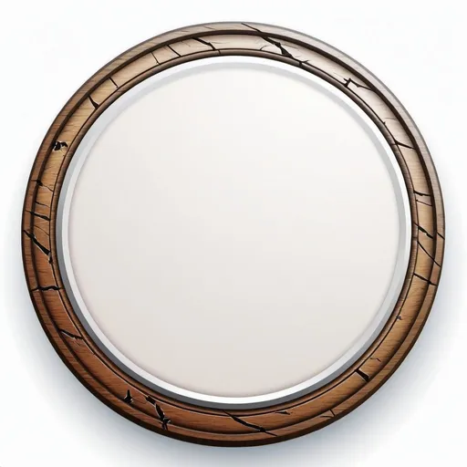 Prompt: a circle token, slim outer edge, outer edge adorned with wooden style, empty inside the circle, white background, fantasy, cracked pattern illustration