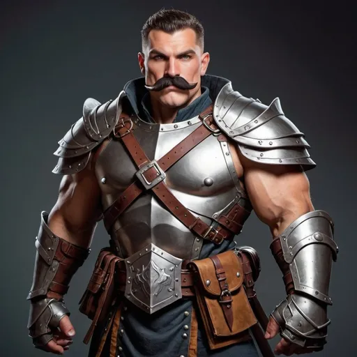 Prompt: Dungeons and dragons strong buff armored captain with mustache