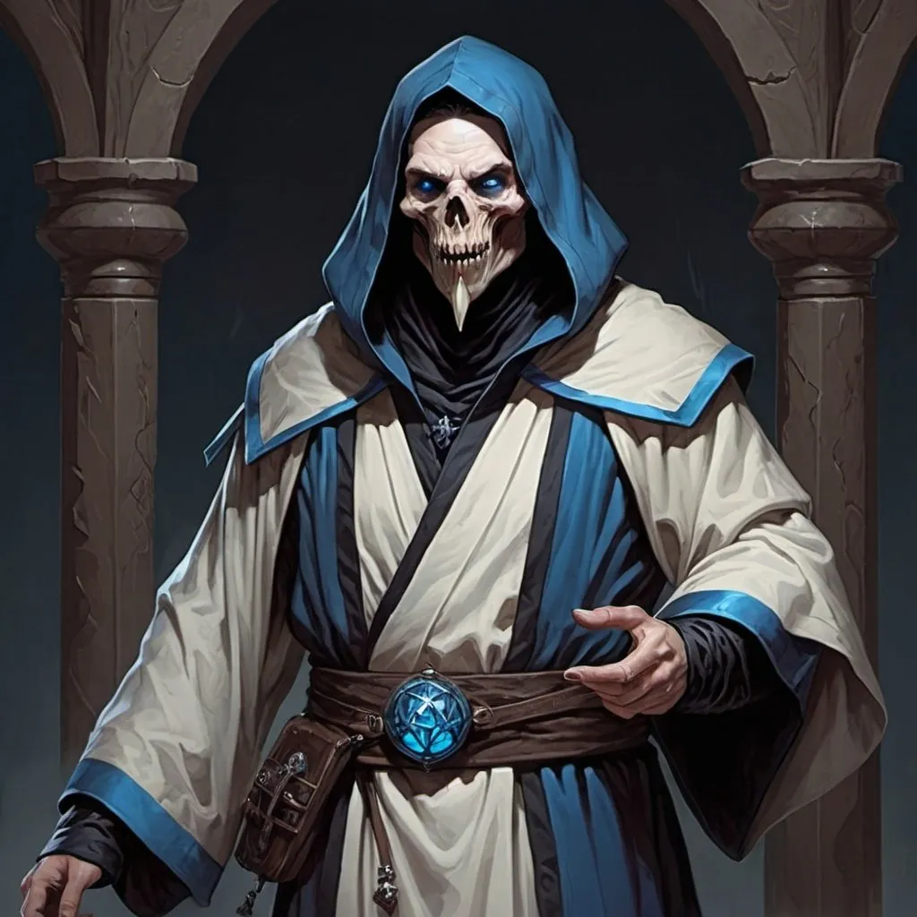 dungeons and dragons cultist in a black robe with bl...