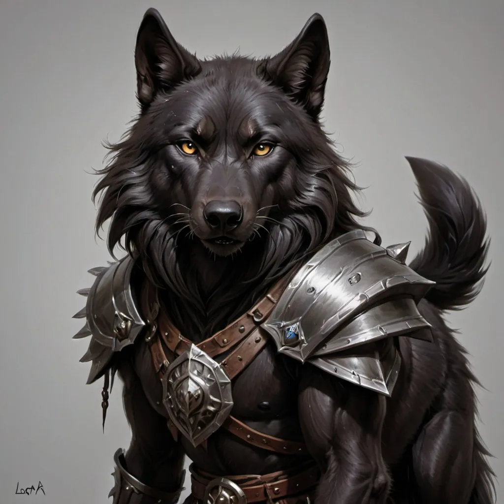 Prompt: Black wolf in DnD