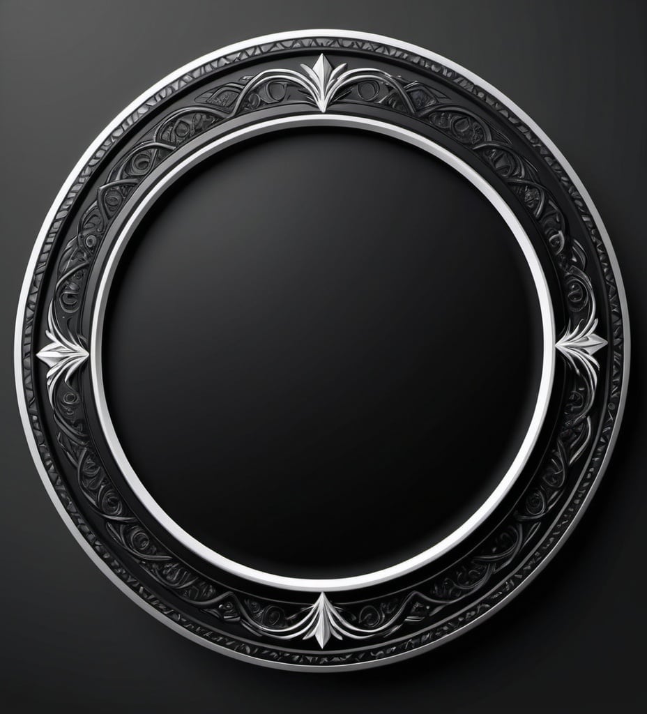 Prompt: a circle token frame, black slim outer edge, outer edge adorned with rogue style, empty inside the circle, white background, fantasy, pattern illustration