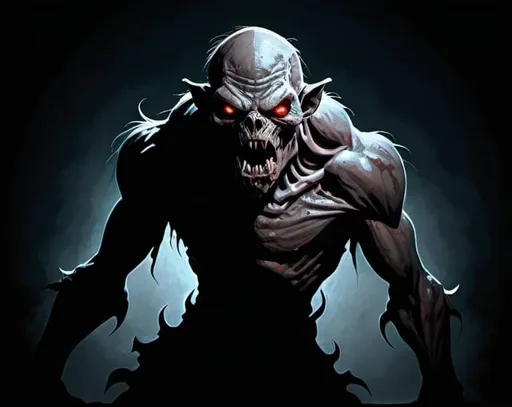 Prompt: Dungeons and Dragons shadow homunculus monster zombie in the darkness
