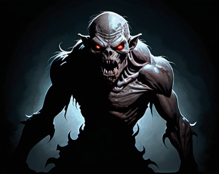 Prompt: Dungeons and Dragons shadow homunculus monster zombie in the darkness