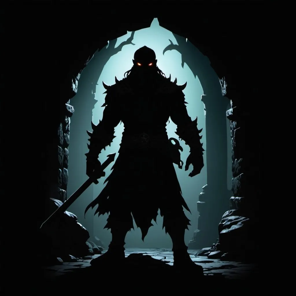 Prompt: Dungeons and Dragons shadow grundy silhouette in the darkness