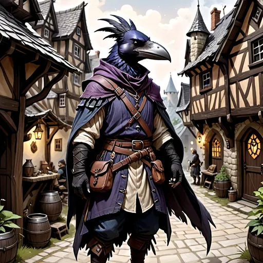 Prompt: Kenku, male, townsfolk, DnD style