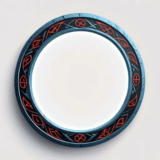 Prompt: a circle token, slim outer edge, blue and black outer edge adorned with black style, empty inside the circle, white background, fantasy, frozen Nordic runes pattern illustration