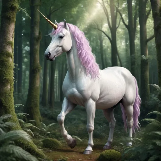 Prompt: Realistic unicorn in a forest