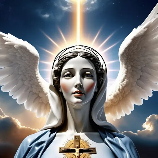 Prompt: artifical intelligence and extra terrestials from heaven prevent world war 3. america is the melting pot of the world diversity and neighbors are good. hail mary full of grace the lord is with the blessed are thou amongs woman and bless the fruit of holy jesus. come home