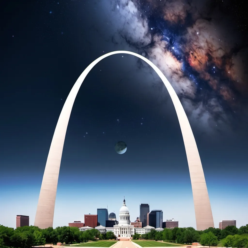 Prompt: st louis gateway to the west. space backdrop