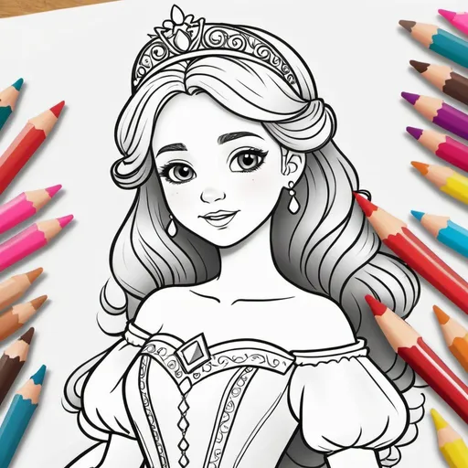 Prompt: /imagine  coloring princess
