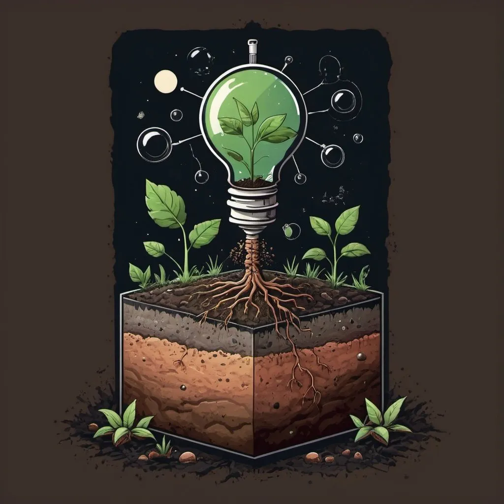 Prompt: A shirt design about science soil
