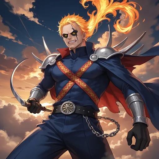 Prompt: Zoro from One Piece  if He had a Devil fruit and Three swords with enma