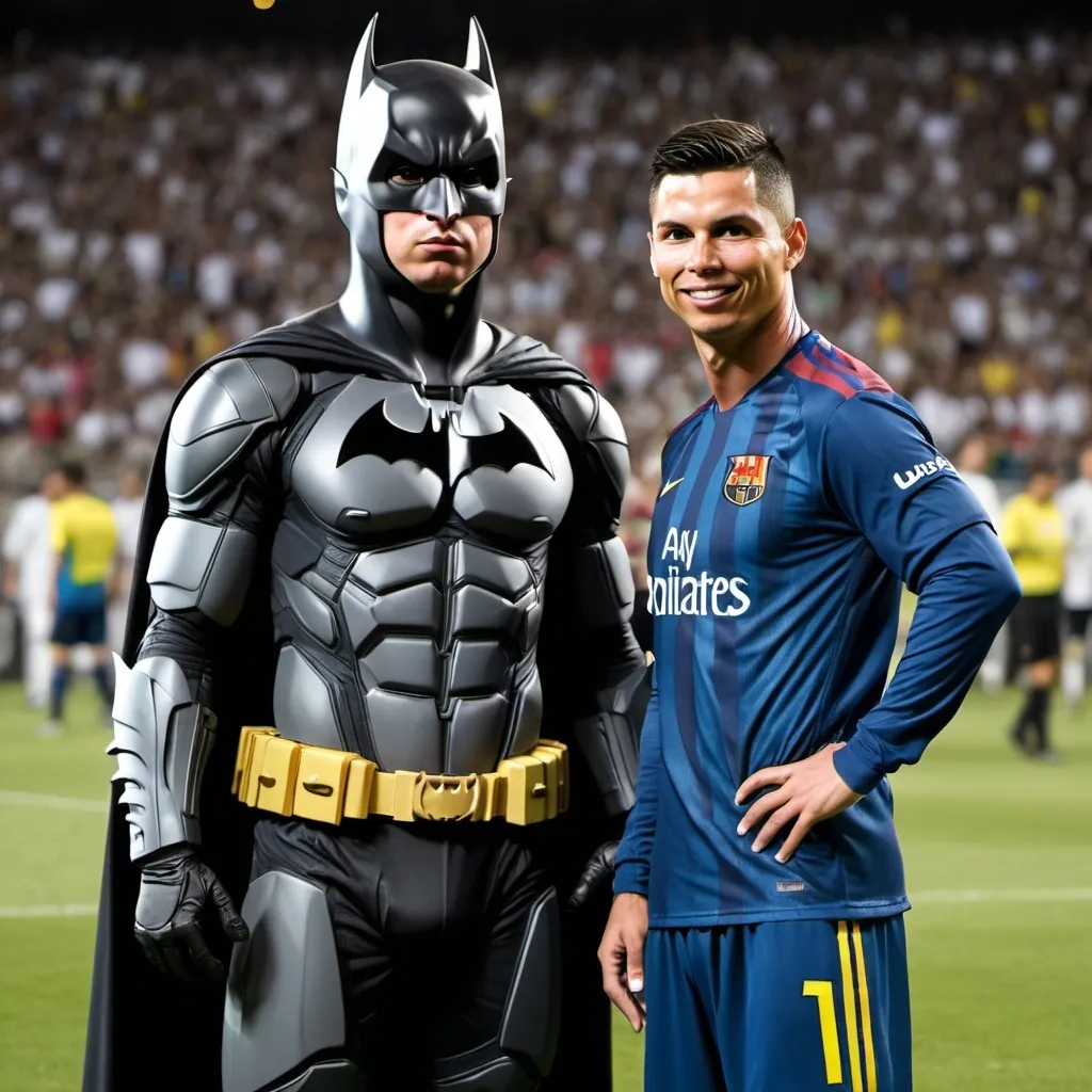 Prompt: batman and ronaldo messi