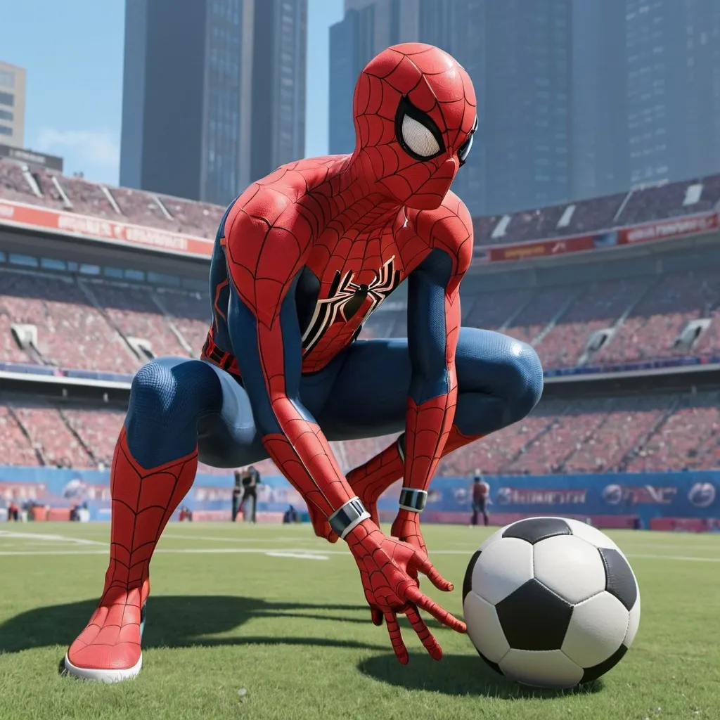 Prompt: spider-man playing football games